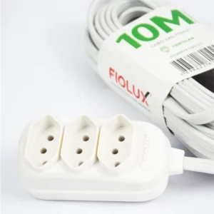 Extensão Bipolar com 3 Tomadas 10 Metros Branca - Imagem 5