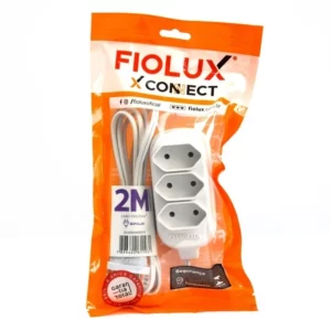 Extensão Bipolar com 3 Tomadas 2 Metros Branca - Imagem 3