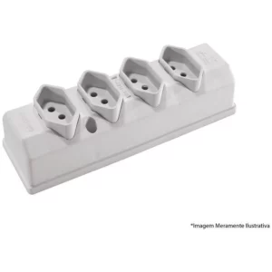 Tomada Barra Hercules 2p+t 4 Tomadas Cinza 10a - Interneed