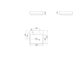 Cuba de Sobrepor com Mesa 100 X 400 X 400mm