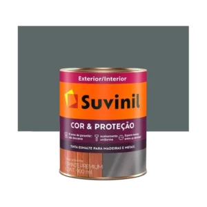 Tinta Esmalte Sintético Cor e Proteção Brilhante para Madeira e Metal Cinza Escuro 900ml - 53378246 - Suvinil - Tinta Esmalte Sintético Cor e Proteção Brilhante para Madeira e Metal Cinza Escuro 900ml - Suvinil