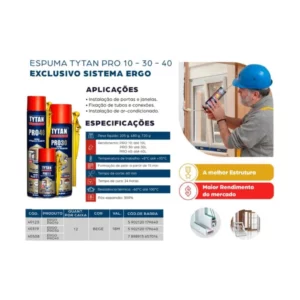 Espuma Expansiva de Poliuretano Pro40 750ml 720g Tytan - Imagem 2