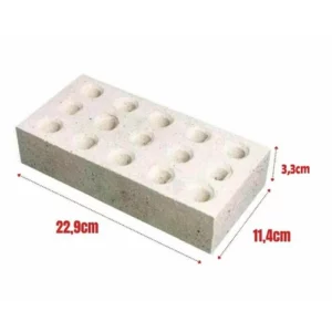 Tijolo Refratario 22 Cm X 11 Cm X 5 Cm 15 Furos - Imagem 3