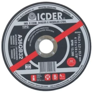 Disco Corte Ferro 9x1/8x7/8" 2 Telas - Icder - Imagem 1