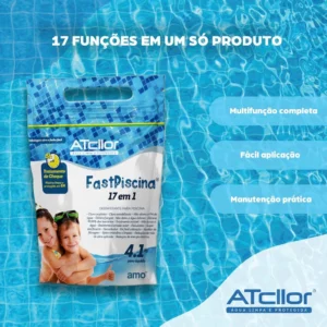 Atcllor, Tratamento de Choque para Piscina, 17 em 1, Teor de Ativo 85,00%, Pó, 4,1 Kg, Azul - Imagem 4