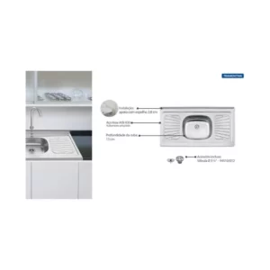 Pia de Apoio em Aço Inox 105x52cm, Tramontina, 93040527 - Imagem 3