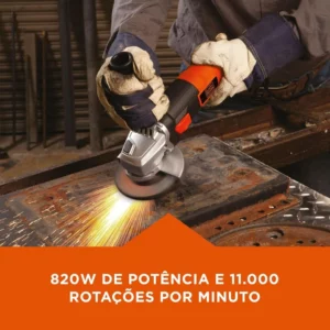 Black Decker Esmerilhadeira Angular 115mm, com Potência de 820w, com 1 Disco e Chave de Aperto, Modelo G720, 220v - Imagem 3