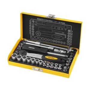 Jogo de Soquetes e Ponteiras, Encaixe de 1/4", com 33 Peças, Vonder Vdo773 - Imagem 2