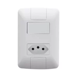 Conjunto 4x2 com 1 Interruptor Simples 6 a 250 V e 1 Tomada 2p+t 10 a 250 V Tramontina Aria Branco - Imagem 1