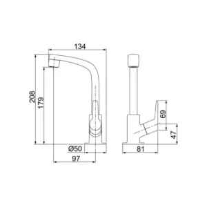 Torneira Plástica Lorenzetti Flatt 1195 F71 de Bancada Preta - Imagem 2