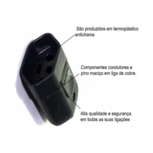 44 Plugue Fêmea 10a Cores Preto Branco Grande 44pc Tramontin - Imagem 2