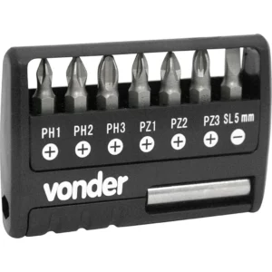 Bits/ponteira Crv C/ 9pçs Encaixe 1/4" Vonder - Imagem 1