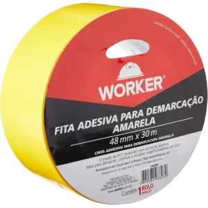 Fita Demarcacao Adesiva Amarelo 48mm X 30m Worker - Imagem 2