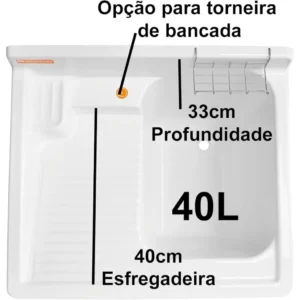 Tanque Fibra 40l Branco 023 - Imagem 3