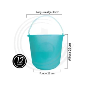 Balde Plastico 12l Multilar Metasul Verde Agua - Imagem 2