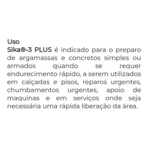 Aditivo Acelerador de Pega e Endurecimento 3 Plus 1 Litro Sika - Imagem 2