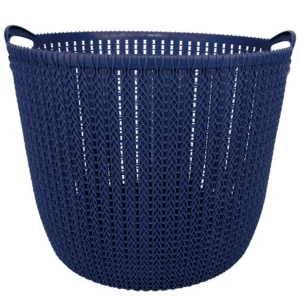 Cesto Trançado Circular Médio Azul Noite Mor - Imagem 1