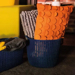 Cesto Trançado Circular Médio Azul Noite Mor - Imagem 5