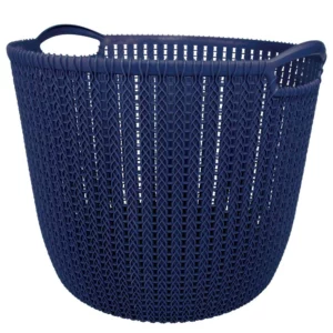 Cesto Trançado Circular Médio Azul Noite Mor - Imagem 6