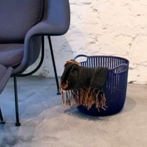 Cesto Trançado Circular Médio Azul Noite Mor - Imagem 7