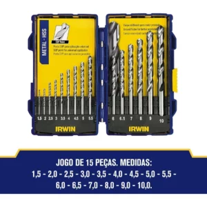 Cj Brocas Aco Rapido Ar 15pcs 1.5-10mm Irwin - Imagem 4