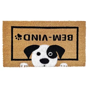 Capacho Fibra de Coco Retang 60x33cm Cachorrinho Bem Vindo