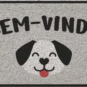 Capacho Vinilico Estampado 60x40cm Bem-vindo Cachorro Klp01 - Imagem 1