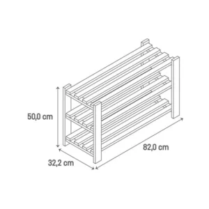 Sapateira Betria 820x322x500 com 3 Prateleiras Madeira Natural Gaam - Imagem 3