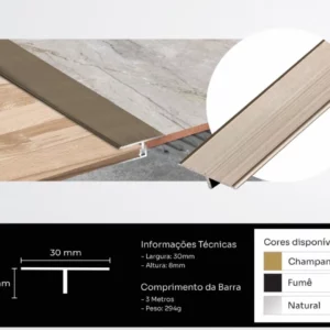 Perfil Metalico "t" Aluminio Fumê