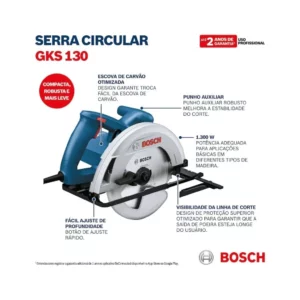 Serra Circular 7.1/4'' Gks 130 + Disco Bosch - Imagem 5