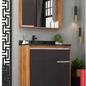 Kit Balcao Cewal 80cm Ref.875 (amendoa/grafite) - Imagem 1