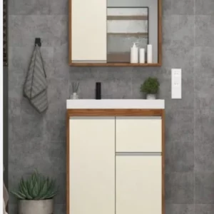 Kit Balcao Cewal 60cm Ref.670 (amendoa/off White) - Imagem 1