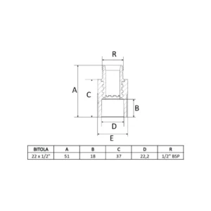 Conector Macho Aquaterm 22x1/2 - Imagem 2