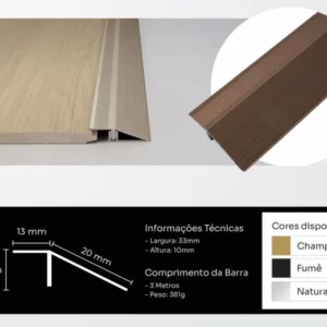 Perfil Metalico Redutor 3,2mm Aluminio Fumê