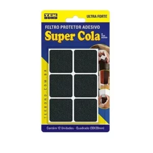 Feltro Quadrado 30mm Preto - com 12 Unidades - Tekbond