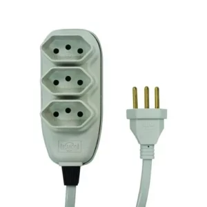 Extensão Tripla 3 Metros 3p 10a Cinza- Ilumi