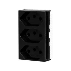 Conjunto 3 Tomadas 3p 20a Preto - Linha Slim - Ilumi
