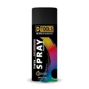 Spray Premium Alta Temperatura Preto Fosco 350ml  - Dtools - Imagem 1