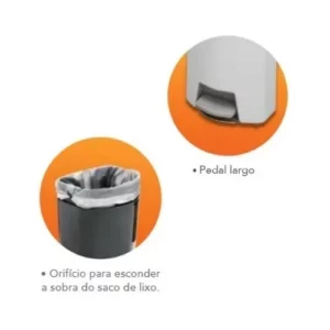 Lixeira C/ Pedal 12l Branca Pratk