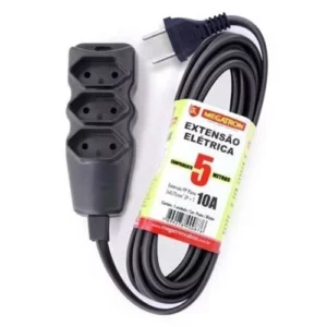 Extensao 3 Tomadas Cabo Paralelo 2 X 0,75 5,0m Megatrom - Imagem 1
