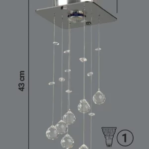 Plafon Quad Cascata Cristal 1 Lpd