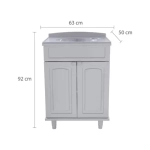 Gabinete C/lavatorio 50x63x92cm Cinza - Imagem 6