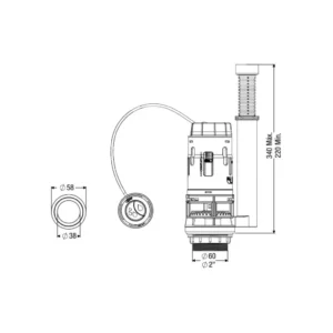 Mecanismo Saida Dual Flush 3 em 1 para Caixa Acoplada - Imagem 3
