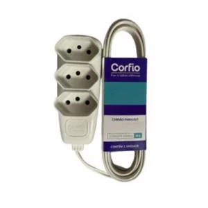 Extensão Pp Plano 3 X 0,75mm - 5 Metros - Branca - Corfio