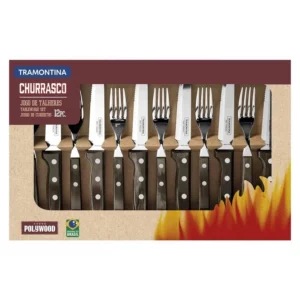 Faqueiro Inox Tramontina Churrasco Polywood Jumbinho Castanho 12pc - Imagem 3