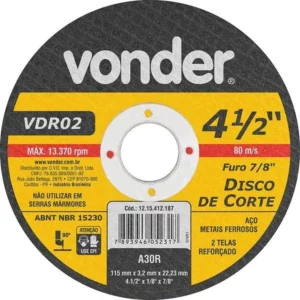 Disco Vonder Corte Metais Vonder  4.1/2 Vdr02     1215412187