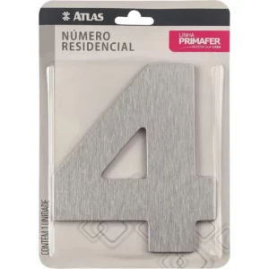 Numero 4  P/ Casa Adesivo Atlas  Acm/esc