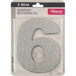 Numero 6  P/ Casa Adesivo Atlas  Acm/esc