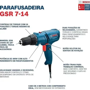 Bosch Paraf/furad. Gsr 7-14 e C/23 Ac 400w 220v - Imagem 3