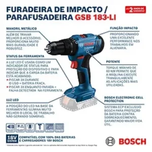 Bosch Paraf/furad. Imp. 18v Gsb 183-li C/1 Bat - Imagem 4